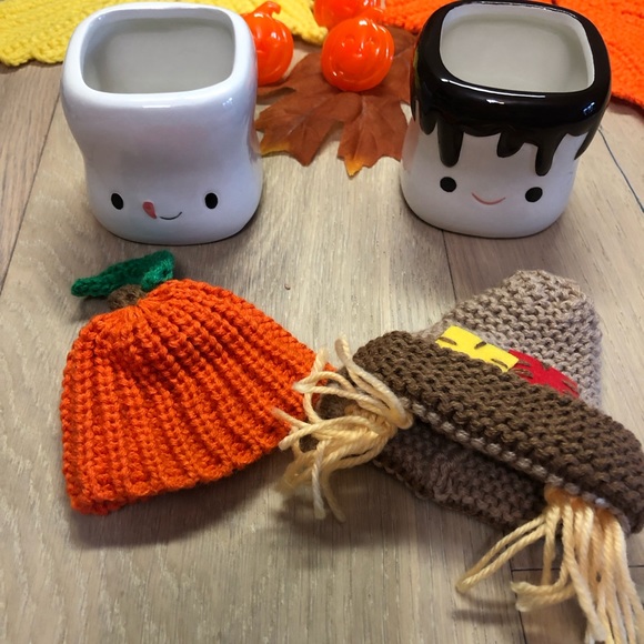 Vintage Halloween /Thanksgiving Scarecrow Set.   AVAFORT Marshmallow Mini Mugs - Picture 5 of 5